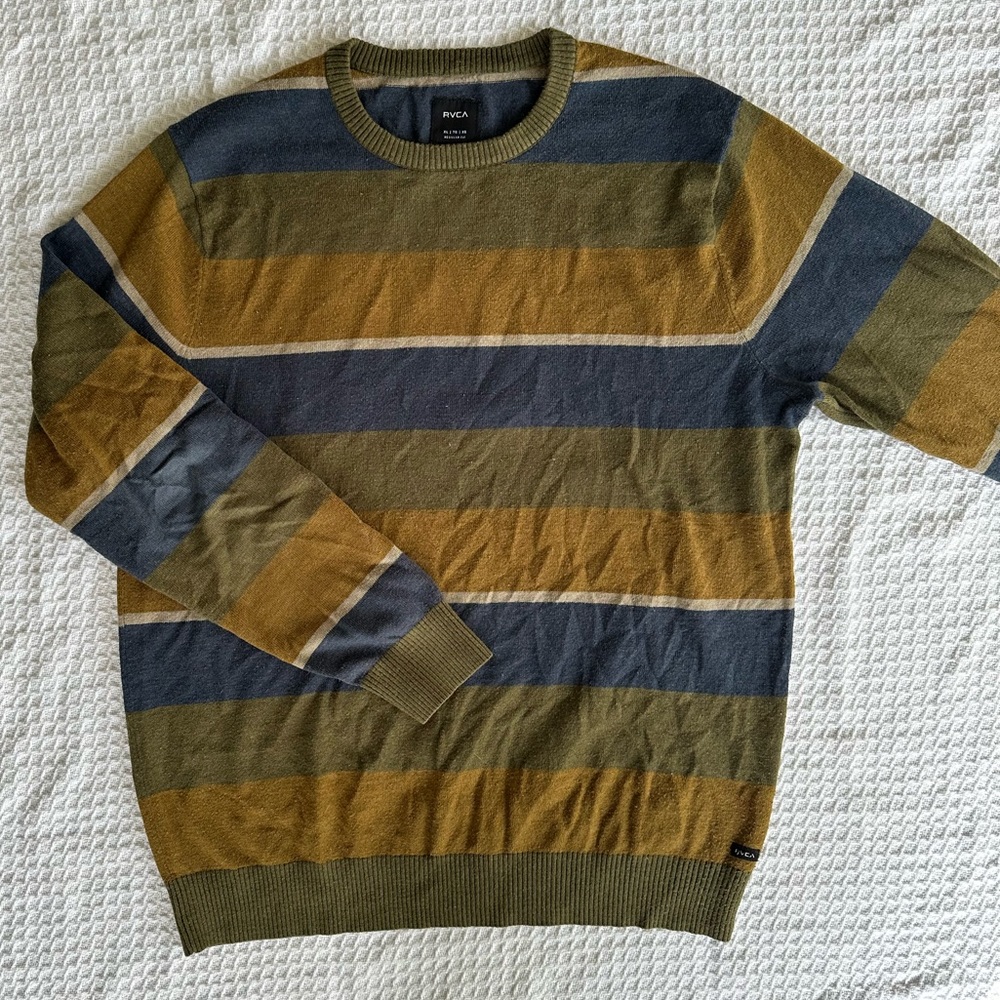 RVCA Kemper Stripe Pullover Sweater Size Large